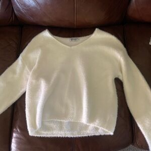 Beginning Boutique White Fuzzy Sweater
